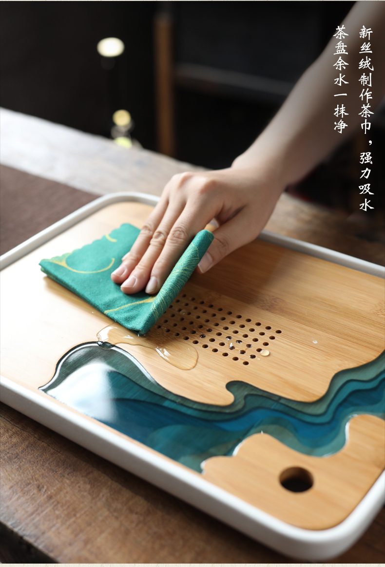 Element shadow made tea towel thickening bibulous kung fu tea tea tray accessories large Japanese zen tea towel cloth towels