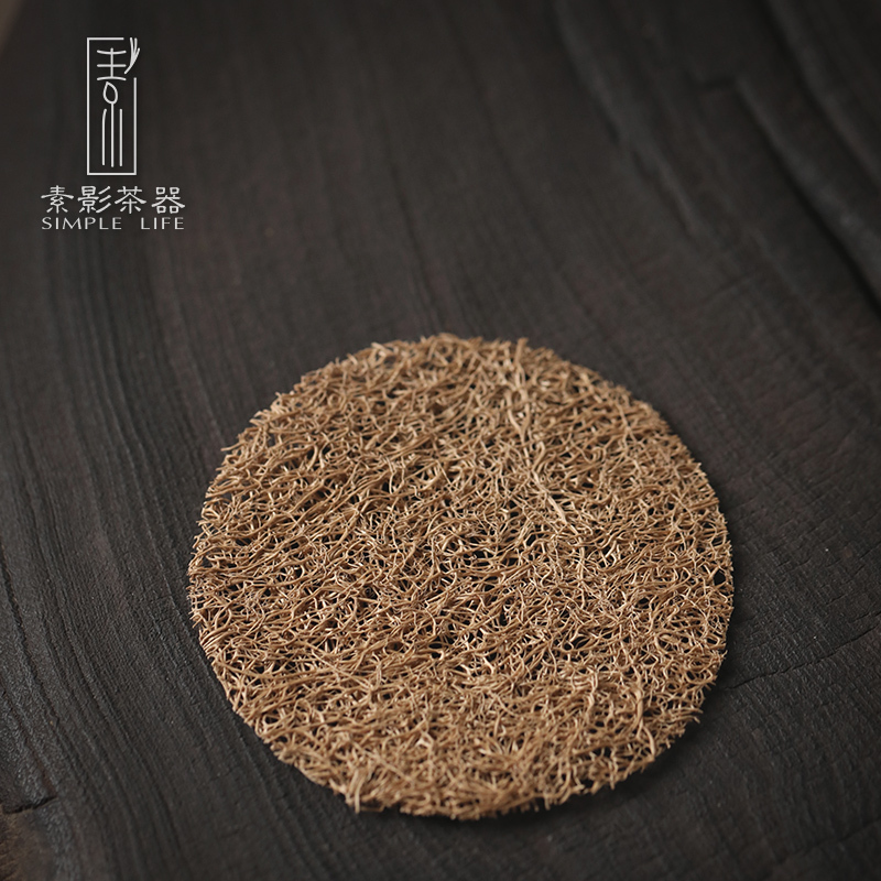 Su Ying 8cm Loofah Teapot Mat Absorbent Tea Mat Teapot Stand Tea Ceremony Accessories Purple Clay Teapot Mat Tea Cup Holder Heat Insulation Mat