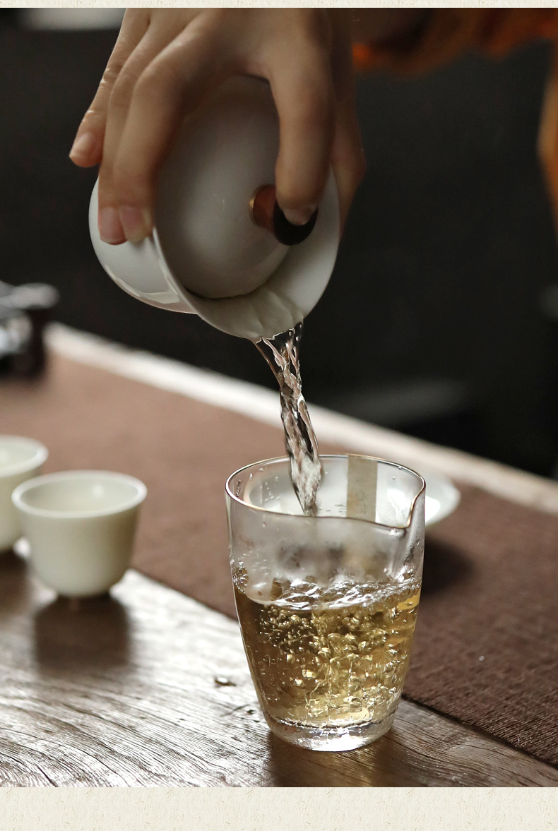 Plain film sweet white glazed porcelain tureen large tea cups manual only three bowl bowl of kung fu suit household tea