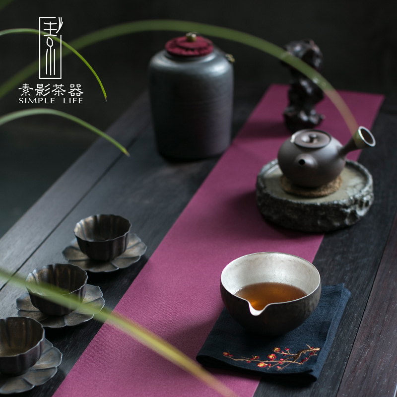 Restoring ancient ways, shadow gold ceramic fair keller with points silver bravery and a cup of tea is Japanese tea taking with zero by hand