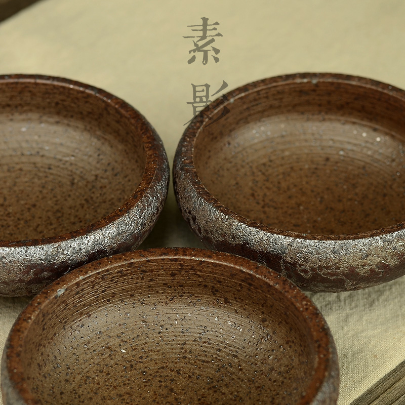 Plain film checking ceramic cups Japanese rust coarse pottery tea sample tea cup thermal up, kung fu tea cup