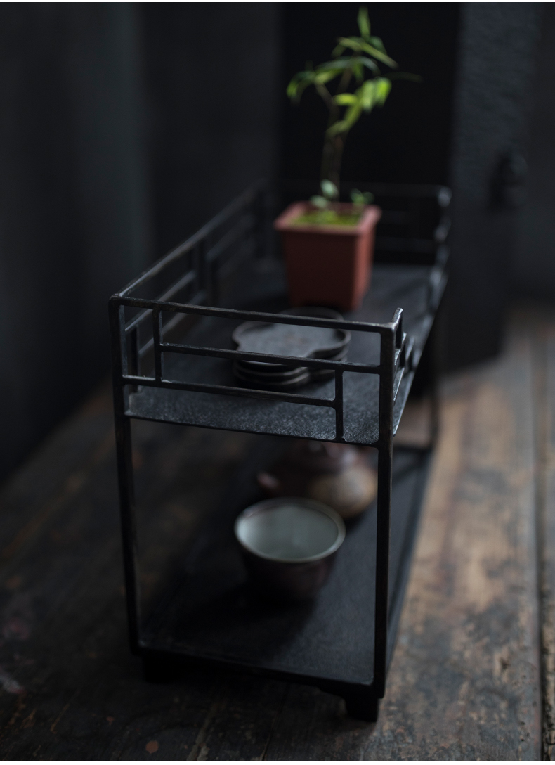 Element shadow manually restoring ancient ways, wrought iron tea stall, the tea taking to receive iron shelf natural history shelf rack tea sitting room adornment