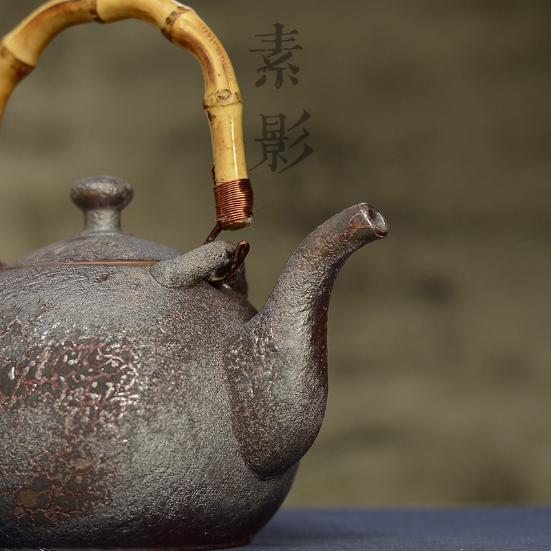 Plain film rust glaze corrugated girder pot of large - sized ceramic teapot kung fu office move gift teapot restoring ancient ways