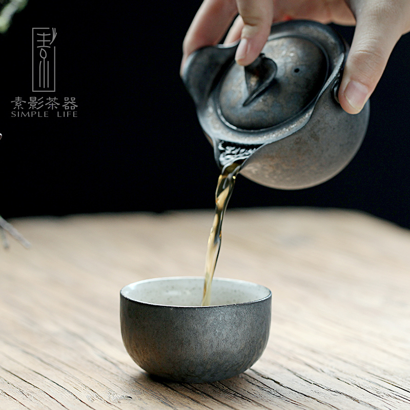 Restoring ancient ways, shadow coarse pottery cup to crack a pot of a single portable kung fu tea sets 1 office make tea