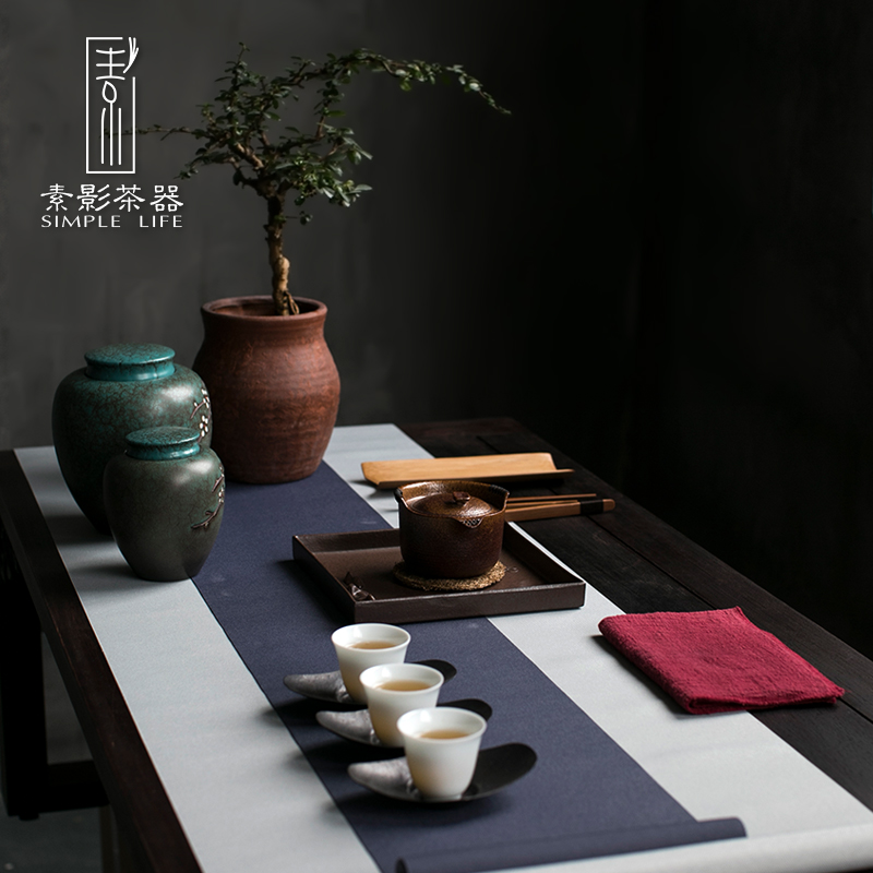 Restoring ancient ways, shadow coarse pottery tea caddy fixings hand - made name plum flower pot seal warehouse small manual receive tea storage tanks