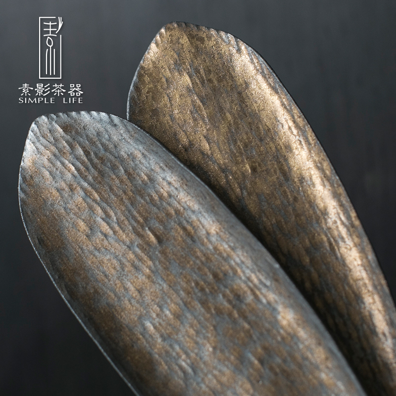 Plain film gold bodhi leaf tea is ceramic checking tea spoon, vintage kung fu tea six gentleman accessories tea holder