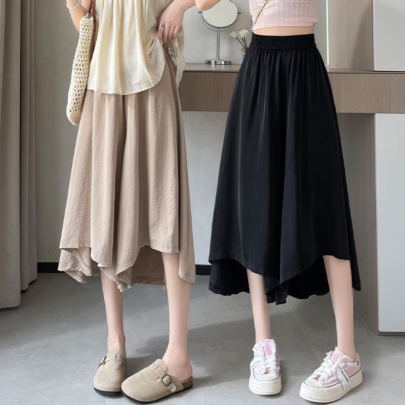 Petite Ice Silk High-Waisted Drapey Casual Culottes for Women, New Summer Ice Silk Cool Pants, Three-Quarter Wide-Leg Culottes for Women Petite Ice Silk High-Waisted Drapey Casual Culottes for Women, New Summer Ice Silk Cool Pants, Three-Quarter Wide-Leg Culottes for Women