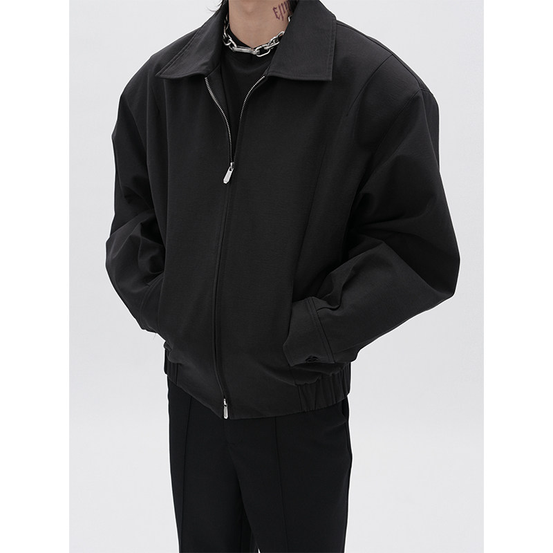 Harh "Armor Jezde" Original texture padding shoulder -flying zipper short American Cleanfit jacket