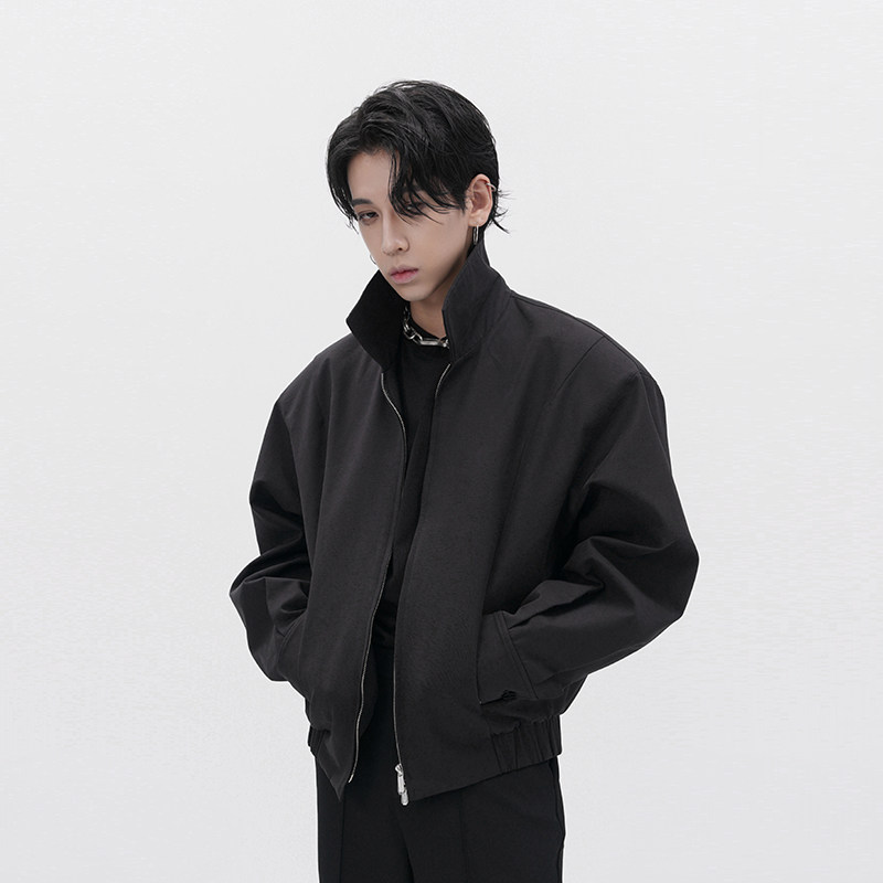 Harh "Armor Jezde" Original texture padding shoulder -flying zipper short American Cleanfit jacket