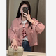 Authentic pink denim jacket for women 2024 spring and autumn new loose slimming Korean style short casual top for small people