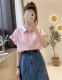 French ruffled short-sleeved shirt high-waisted denim skirt suit for women 2024 summer simple casual two-piece set