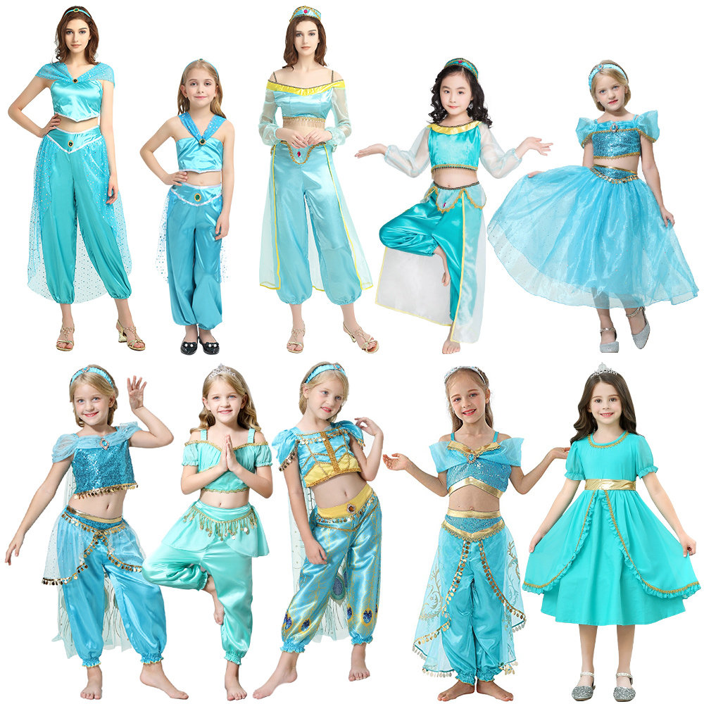 Halloween Arab Performance Costume Aladdin Cos Jasmine Princess Clothes Foreign Dress Adult Child Lady