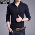 Mùa thu mới cho nam áo thun dài tay màu trơn ve áo sơ mi nam polo giản dị áo phông kẻ ngang nam Polo