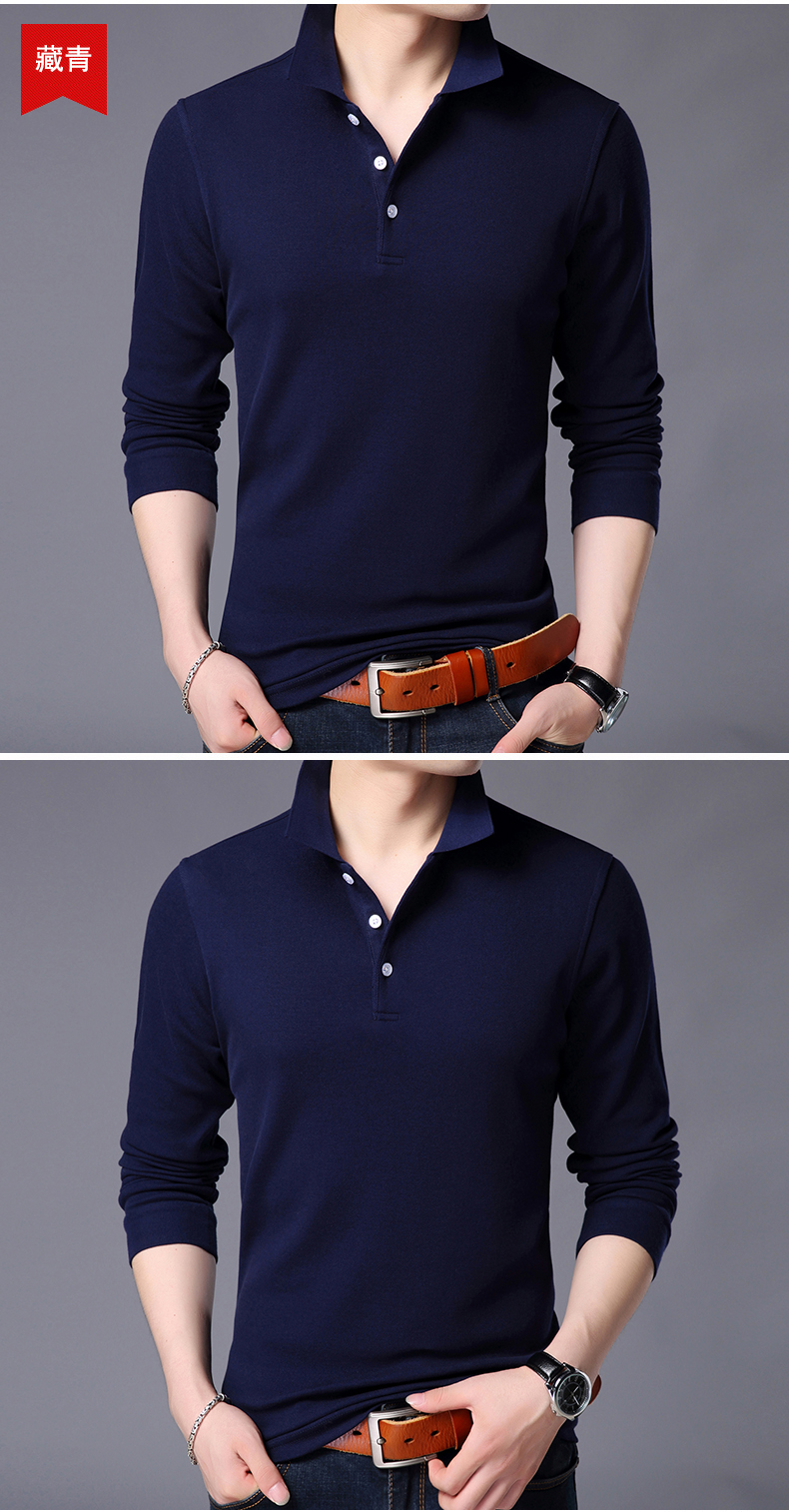 Mùa thu đông mới Hàn Quốc áo thun cotton dài tay nam mỏng cộng với áo nhung dày áo sơ mi POLO nam trẻ trung polo nam