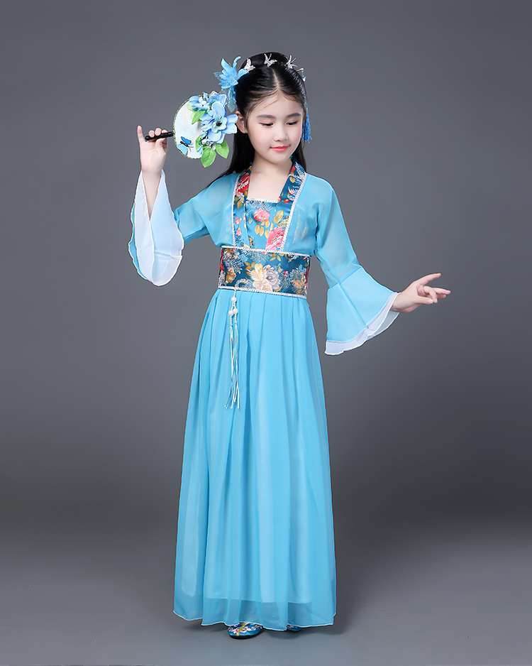 Mùa hè Hanfu Trang phục dài tay hàng ngày Trang phục Guzheng tiêu cực Girl Girl Hanfu Big Boy Show Girl Loli - Trang phục quần áo trẻ em 10 tuổi