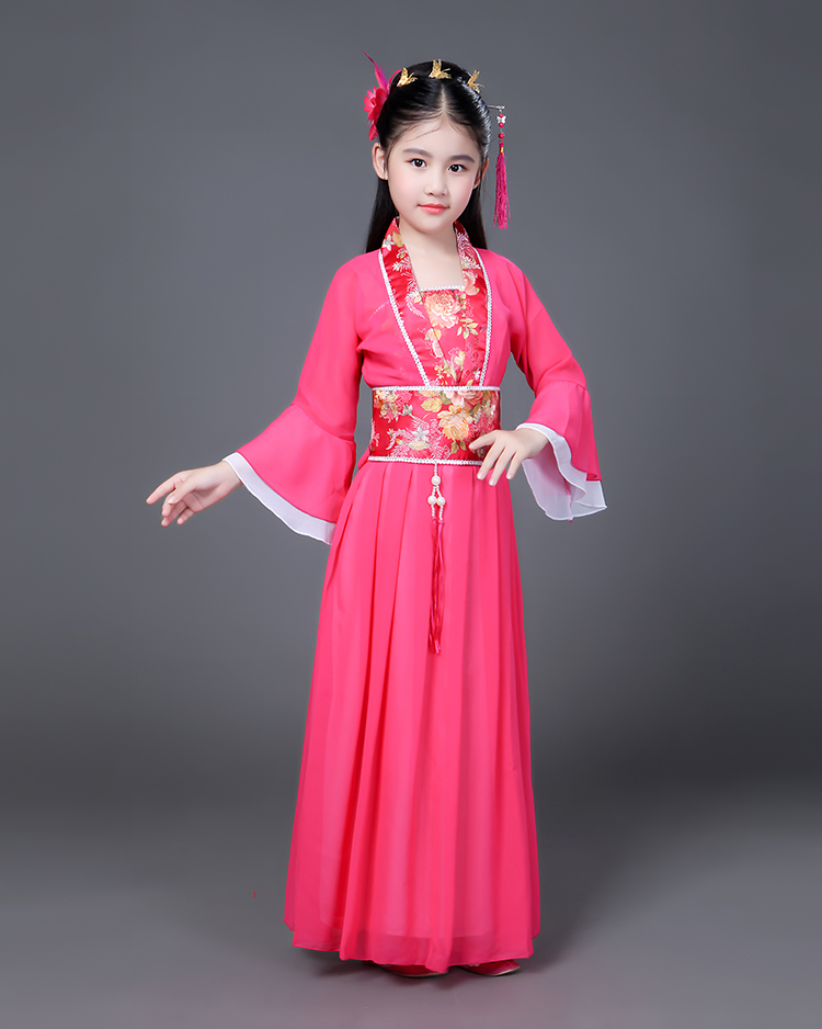 Mùa hè Hanfu Trang phục dài tay hàng ngày Trang phục Guzheng tiêu cực Girl Girl Hanfu Big Boy Show Girl Loli - Trang phục quần áo trẻ em 10 tuổi