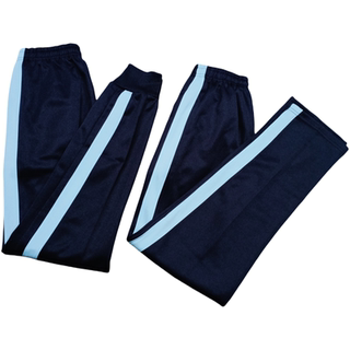 Pantalones de uniforme escolar pantalones deportivos de rayas azul claro ancho estudiantes de secundaria y primaria pantalones escolares rectos azul marino sueltos