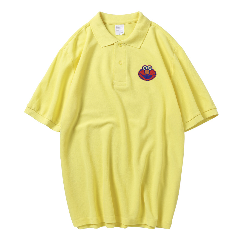 Sesame Street ngắn tay Half-Sleeve T-Shirt đồng thương hiệu xách tay thêu áo polo nam nữ ăn mặc mùa hè bình thường thương hiệu thủy triều