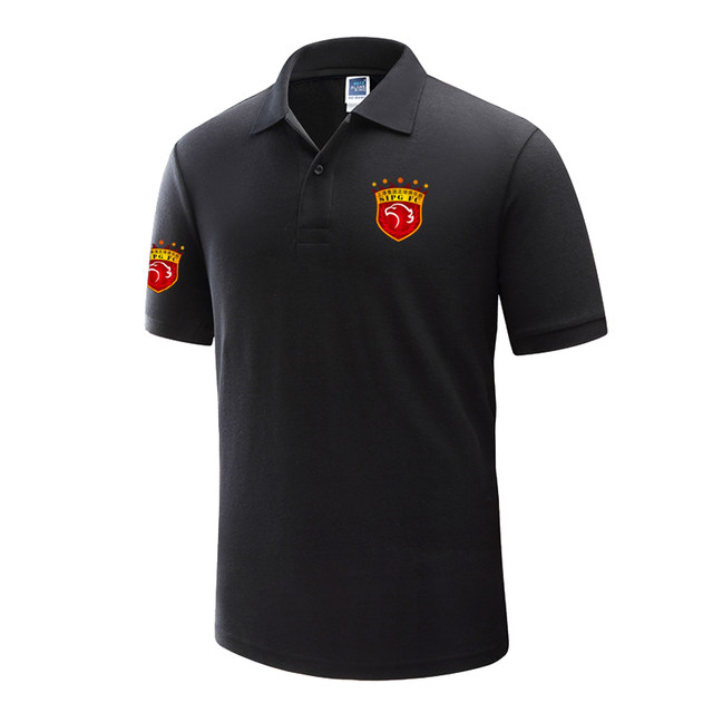 Shanghai SIPG 2018 Chinese Super League Championship Team Uniform Men's Lapel Polo Shirt Football Sports Training Wear Summer Oscar