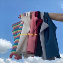 Red slim slim body knitted vest sling girl Summer short open umbilical outer sleeveless bm coat tide