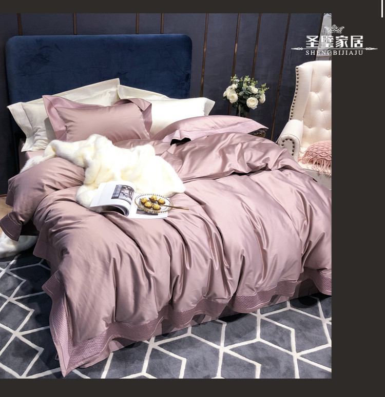 Nhập khẩu cao cấp 100S đảo dài chủ yếu cotton bốn bộ set 1,8 tấm / giường bedding bộ đồ giường khách sạn trắng đơn giản - Bộ đồ giường bốn mảnh chăn ga gối đệm cưới