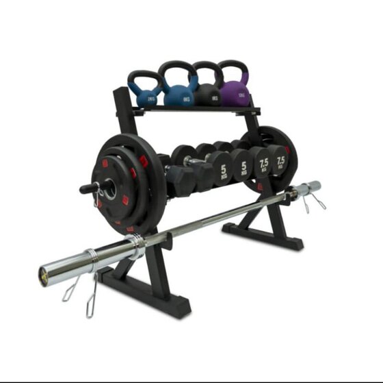 Double-layer dumbbell rack double-layer two-layer dumbbell rack kettlebell rack barbell plate rack barbell rack household multi-functional dumbbell rack