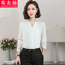 Shirt female Korean professional V-neck chiffon shirt foreign coat suit with base shirt overalls white shirt