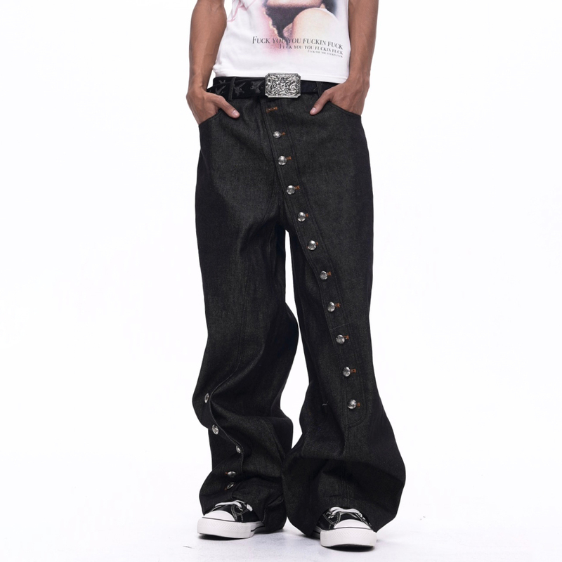 Fourth3Ex 26Ss Original Diagonal Button Raw Denim Jeans for Men, Spring/Summer 2026 New Style Pants, Men's Straight-Leg Pants Fourth3Ex 26Ss Original Diagonal Button Raw Denim Jeans for Men, Spring/Summer 2026 New Style Pants, Men's Straight-Leg Pants