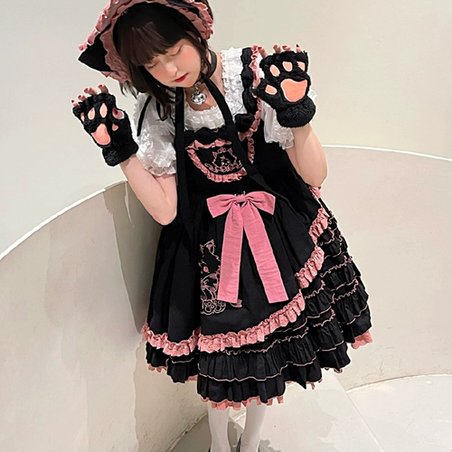 Оригинальное кремовое платье, стенд, стиль Лолита, с вышивкой, Lolita OP