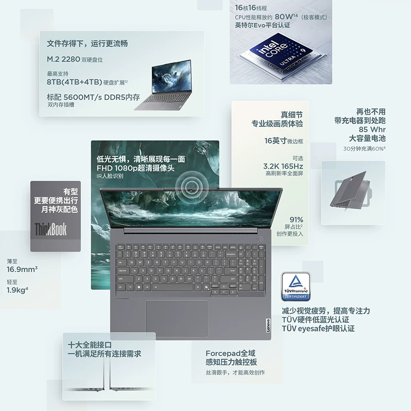 [Государственная субсидия] ThinkPad Lenovo ThinkBook 16+Intel Evo Core Ultra 32G 1T по желанию RTX5060 независимая видеокарта игровой бизнес ноутбук