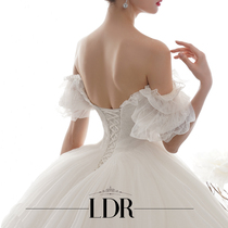 Memory laneword shoulder welcome light wedding dress 2021 new bride bubble sleeve small dress temperament trailing female summer