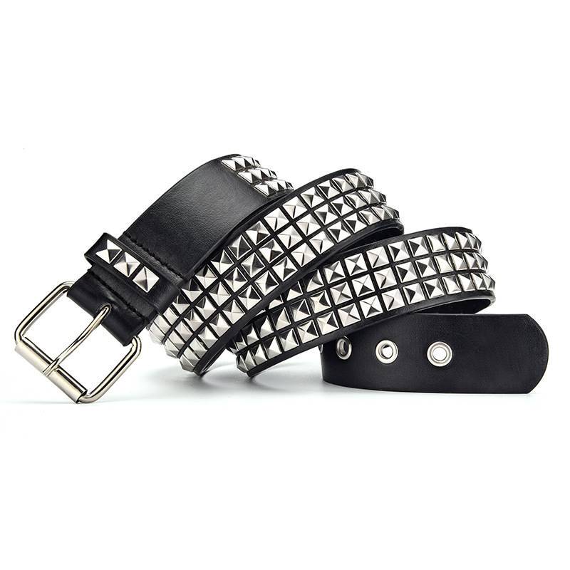 Square Bead Rivet Metal Belt Pyramid Unisex Belt Korean Style Trendy Punk Metal Belt V