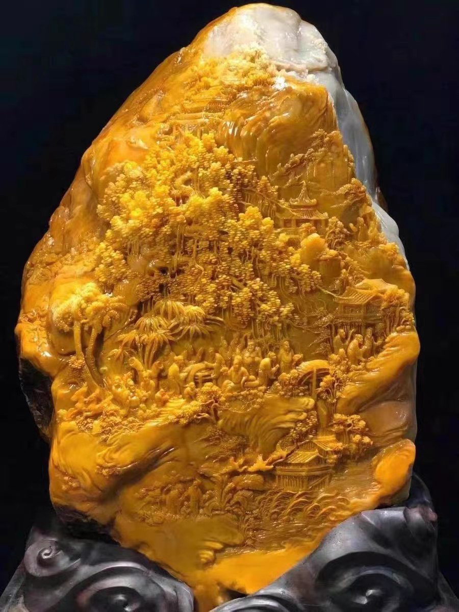 Lao Tian Huangshi Large pendulum piece Fujian Shoushan Stone Stones Stones Original Stone Seal Carving Lychee Freeze Seal Master Famous Work