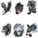Color tattoo stickers for children simulated wolf head waterproof stickers