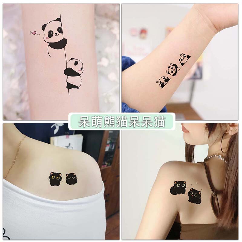 Couple Tattoo Stickers Are Waterproof and Long-Lasting, Small Black Cats, Cute Cartoon Artificial Tattoos, Men and Women's Arm, Collarbone and Wrist Stickers
