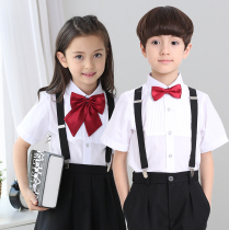 Summer children Primary School students group half short sleeve white shirt male and female long sleeve shirt pure white school uniform performance uniform