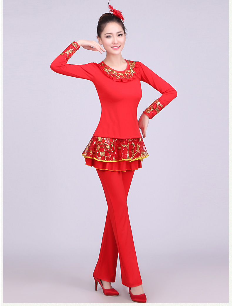 Trang phục khiêu vũ vuông 2019 mới phù hợp với ren sequin dài tay áo khiêu vũ trang phục mùa hè kích thước lớn - Khiêu vũ / Thể dục nhịp điệu / Thể dục dụng cụ giày dép khiêu vũ