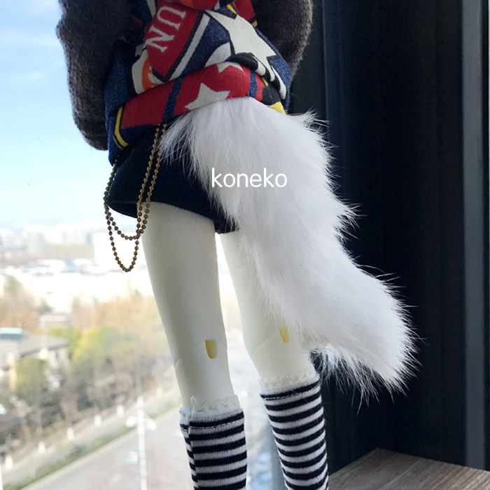 (full 58) bjd sd doll 346 with animal tail genuine fur cat fox tail accessories