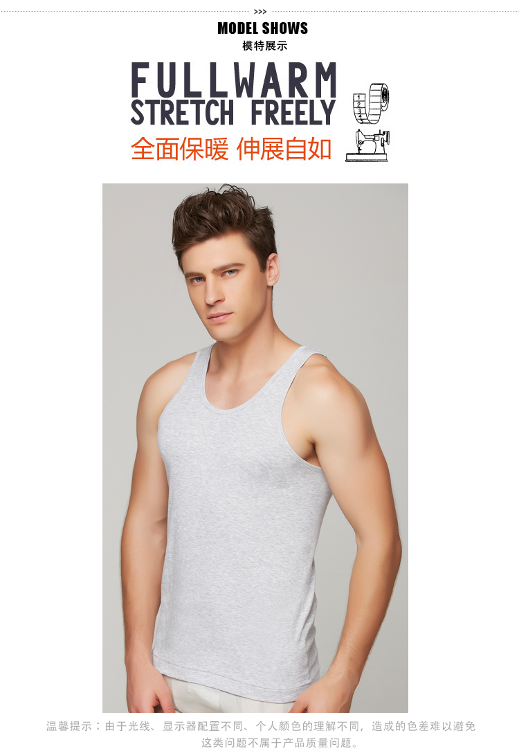 Hua Baoli vest nam cotton không tay đáy thoáng khí mềm hấp thụ độ ẩm đơn giản vòng cổ kích thước lớn 3 cái