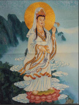 One dollar auction is coming to an end Exquisite Su Embroidery embroidery painting Golden Silk Thangka Guanyin blessing Antique collection