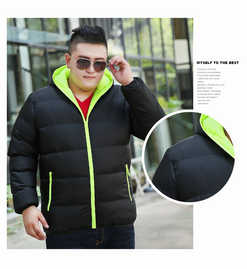 Quần áo nam béo cộng với phân bón XL áo khoác cotton thủy triều béo cực lớn quần áo cotton rộng nhỏ thanh niên mùa đông quá khổ áo bò nam
