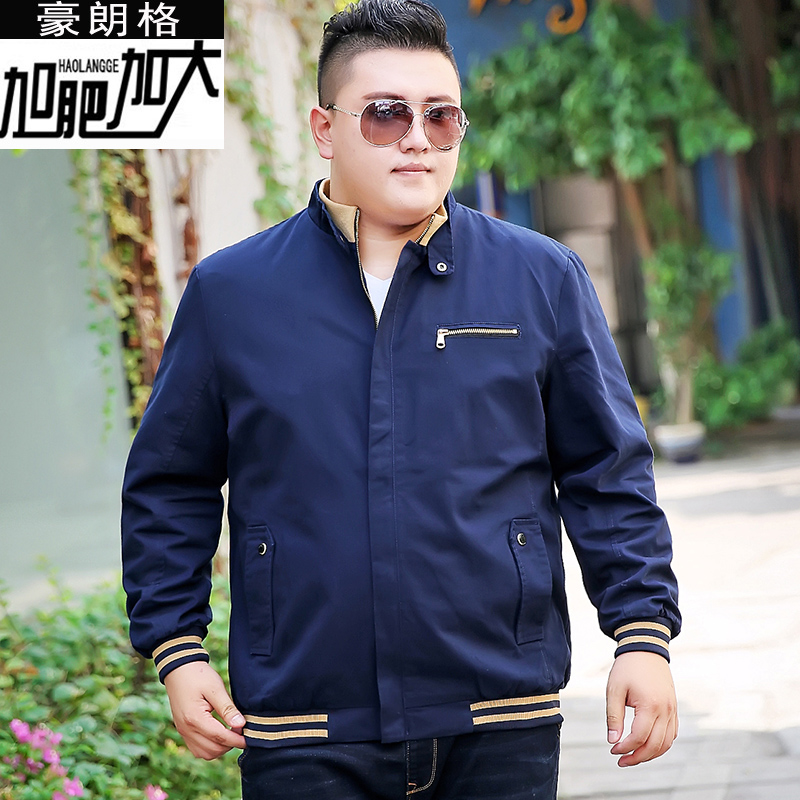 Fat người đàn ông của nam giới add chất béo cộng với mã dọc cổ áo jacket chất béo thường dày áo khoác mùa thu áo khoác phep oversized thêm chiếc áo khoác lớn