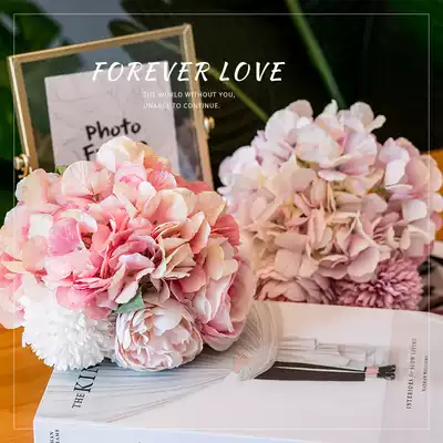 High simulation single-branch bouquet fake flower creative diy hand-tied hydrangea rose living room decoration floral ornaments