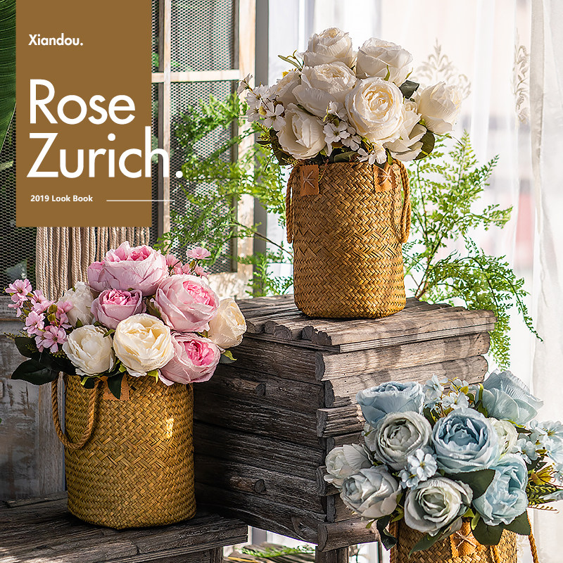 Upper American Pastoral Simulation Flower Rose Rose Rose Rose Room Desk CovermesSilk Flower Decoration Flower