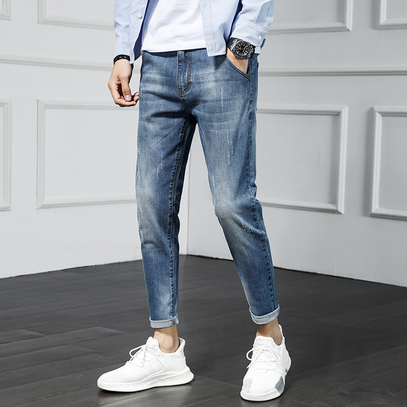 Fall men's 90% jeans slim fit Chauffin Han version trendy 9 Smoke Tubes Pants Men 2022 new