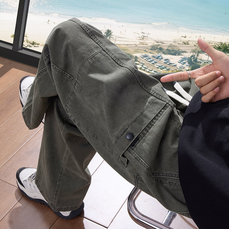 夏天美式cleanfit伐木工装裤男士2025新款潮牌宽松直筒休闲裤子