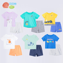 Bebeyi Childrens Clothing Children Short Sleeves Suit Pure Cotton Summer Clothing Slim Fit Baby T-Shirt Shorts Two Pieces Baby Clothes