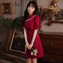 Cheongsam toast bride summer thin Chinese wedding small red engagement evening dress women can usually wear