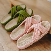 Utone Linen Cool Drag Women Summer Season Day Style Muted Home Cotton Linen Soft Bottom Suction Sweats Deodorant Cloth for Mens slippers