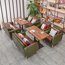Retro coffee shop sofa Western restaurant bar table and chair combination cafe milk tea shop negotiate single double card seat